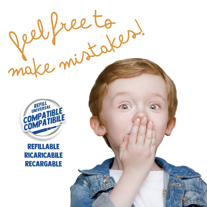 كاريوكا عفوا أقلام سوداء | مجموعة أقلام قابلة للمسح قابلة لإعادة الملء للمدرسة والمكتب مع غطاء وممحاة مزدوجة ومقبض مريح، أقلام سوداء، 12 قطعة - Image 3